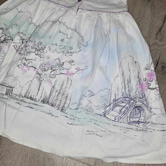 Disney Store Girls' Dress animalted Mulan Print dress Buttons sz 5/6 some stains - Picture 5 of 12